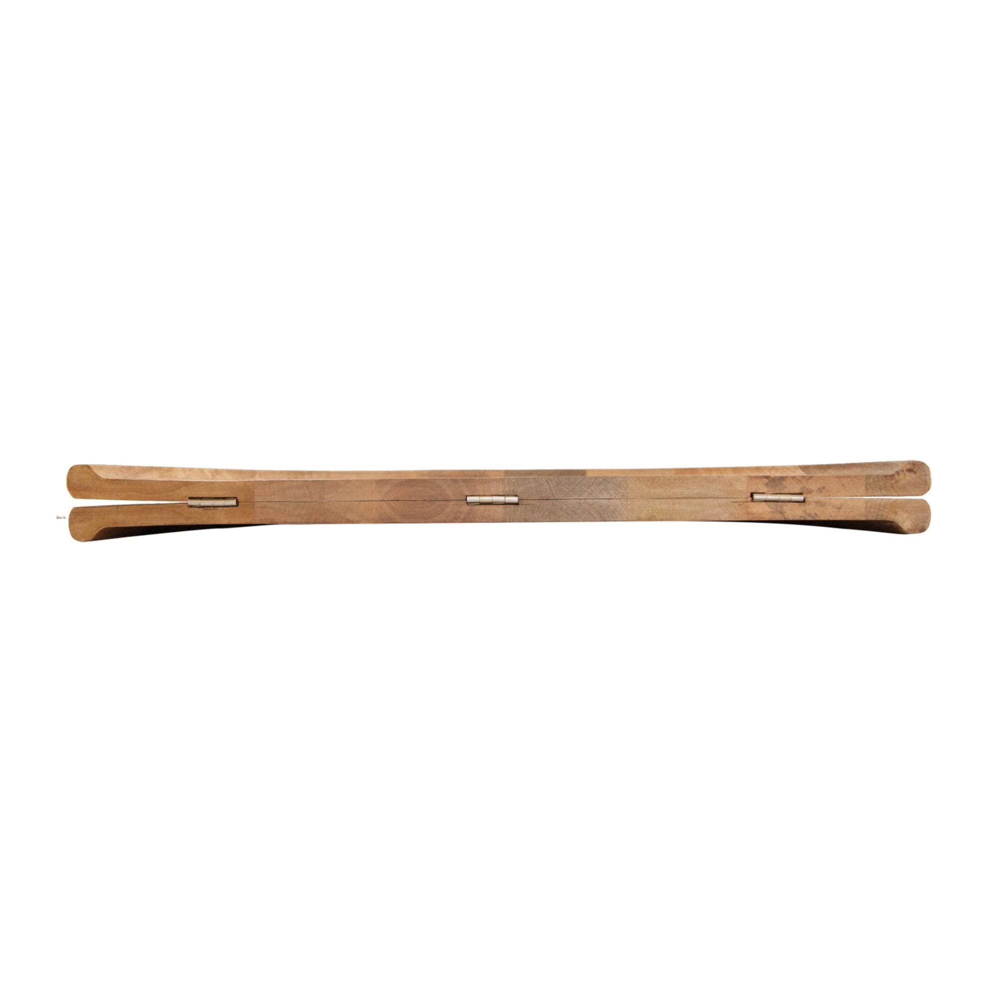 Hello Honey® 26" Natural & Gold Round Mango Wood Folding Cheese & Serving Board